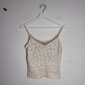 St. John Women's Cream Sparkle Lined Camisol Tank Top - Small
